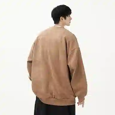 棉基因 美式高街简约印花设计宽松圆领麂皮绒休闲百搭基础款卫衣 男女同款