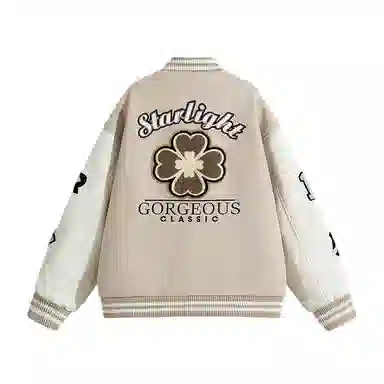 棉基因  美式高街菱形绣花刺绣重磅飞行员复古夹克痞帅潮牌宽松休闲少年感棒球服 男女同款