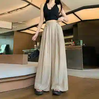 雾闪闪 纯色高腰百搭休闲裤 女款