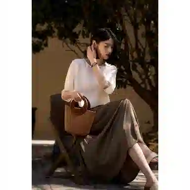 雾闪闪 梅竹雅韵温婉新中式提花短袖上衣优雅雪纺衫 女款