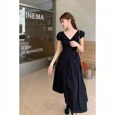 雾闪闪 舒适潮流百搭短袖连衣裙 女款