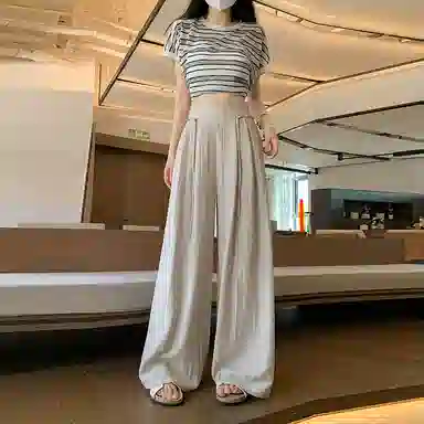 雾闪闪 纯色高腰百搭休闲裤 女款