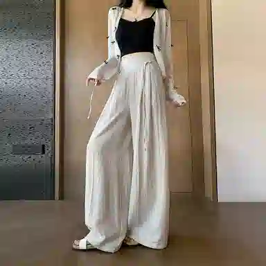 雾闪闪 纯色高腰百搭休闲裤 女款