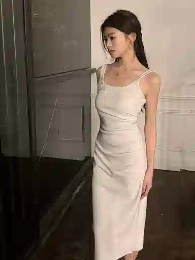 雾闪闪 百搭时尚简约无袖连衣裙 女款