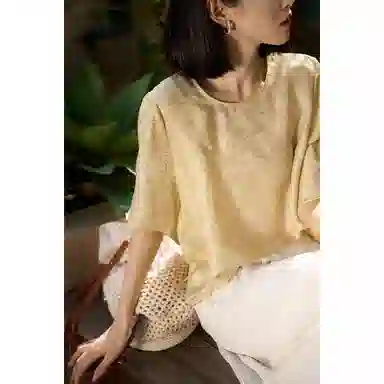 雾闪闪 梅竹雅韵温婉新中式提花短袖上衣优雅雪纺衫 女款