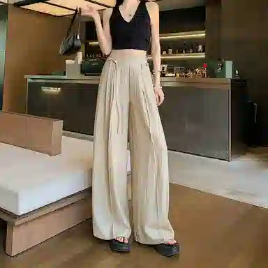 雾闪闪 纯色高腰百搭休闲裤 女款