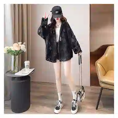 雾闪闪 宽松薄款休闲长袖雪纺衫 女款