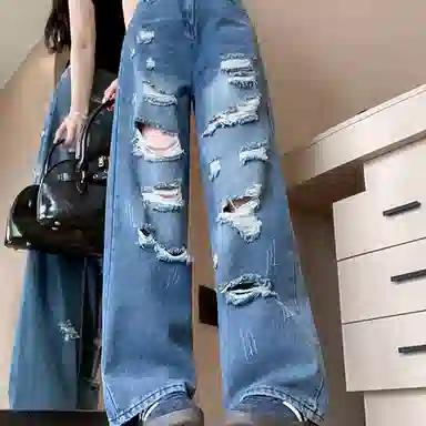 雾闪闪 时尚舒适百搭牛仔裤 女款