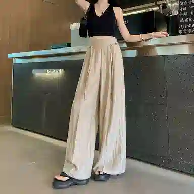 雾闪闪 纯色高腰百搭休闲裤 女款