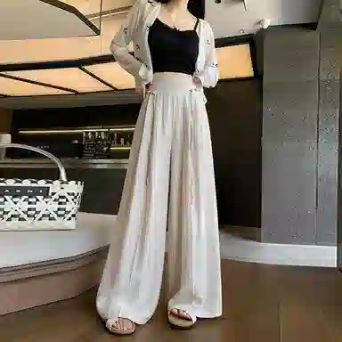 雾闪闪 纯色高腰百搭休闲裤 女款