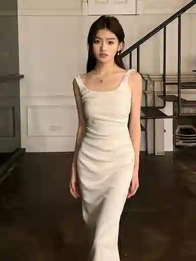 雾闪闪 百搭时尚简约无袖连衣裙 女款