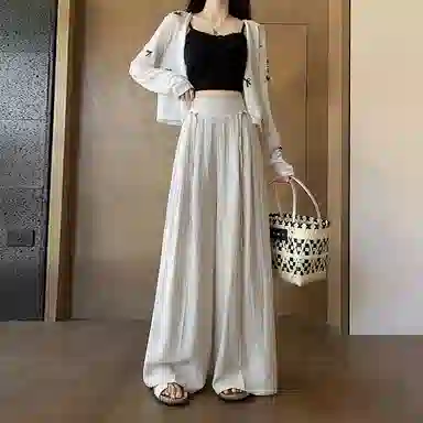 雾闪闪 纯色高腰百搭休闲裤 女款