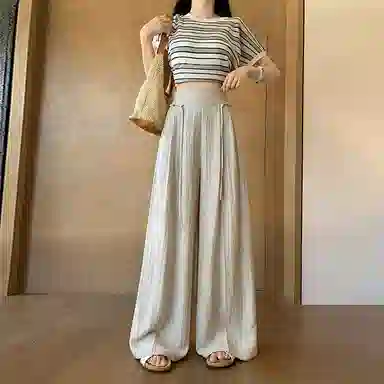 雾闪闪 纯色高腰百搭休闲裤 女款