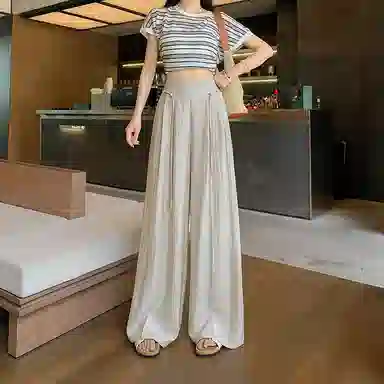 雾闪闪 纯色高腰百搭休闲裤 女款