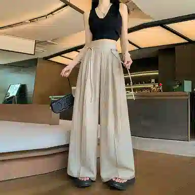 雾闪闪 纯色高腰百搭休闲裤 女款