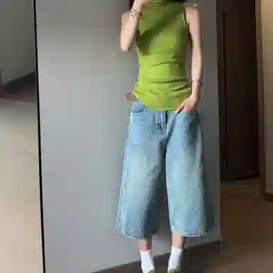 单爵 高腰美式痞帅牛仔短裤 男女同款