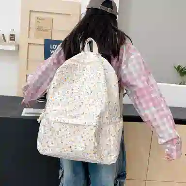 泰格奴 小清新休闲高颜值精美潮版韩版背包初中生高中生大学生上课百搭 尼龙 双肩包 女款 粉红色/黄色/紫色/黑色