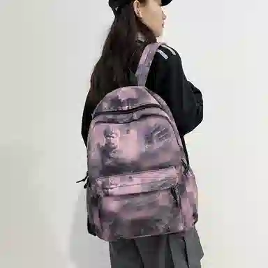 泰格奴 小清新休闲高颜值精美潮版韩版背包初中生高中生大学生上课百搭 尼龙 双肩包 男女同款情侣款 粉红色/绿色/黑色