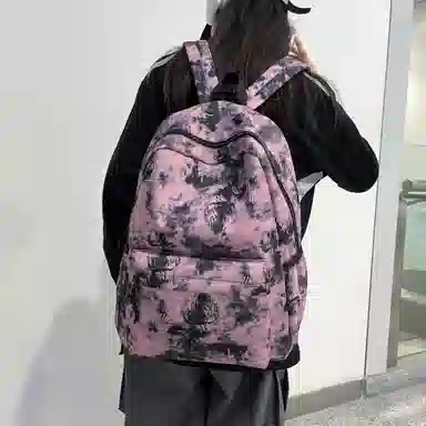 泰格奴 小清新休闲高颜值韩版背包初中生高中生大学生上课百搭书包 尼龙 双肩包 常规 男女同款情侣款 粉红色/卡其色/紫色/绿色/黑色