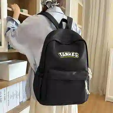 泰格奴 高颜值时尚复古简约百搭个性潮酷学院风通勤大容量轻便 尼龙 双肩包 男女同款情侣款 乳白色/黑色/红色/黄色