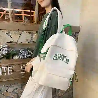 泰格奴 小清新休闲高颜值精美潮版韩版背包初高中生大学生上课百搭 尼龙 双肩包 男女同款情侣款 蓝色/白色/黑色/棕色