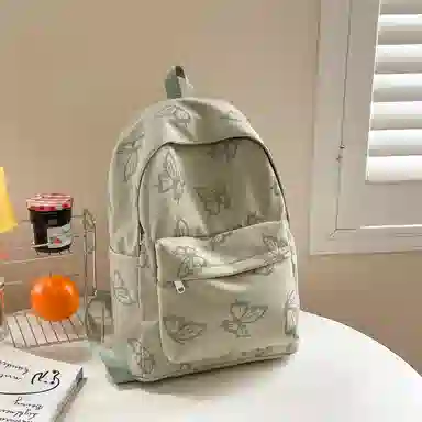 泰格奴 涂鸦通勤旅行小清新轻便高颜值背包初中高中大学上课百搭 尼龙 双肩包 女款 白色/浅灰色/黑色/绿色