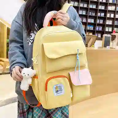 泰格奴 撞色系轻便百搭个性气质高级感潮流时尚初中高中大学生上课书包 尼龙 组合装 男女同款情侣款 多色