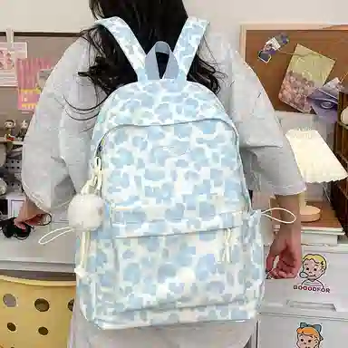 泰格奴 小清新休闲高颜值精美潮版韩版背包初中生高中生大学上课百搭 尼龙 双肩包 男女同款情侣款 绿色/黑色/蓝色