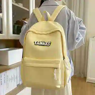 泰格奴 高颜值时尚复古简约百搭个性潮酷学院风通勤大容量轻便 尼龙 双肩包 男女同款情侣款 乳白色/黑色/红色/黄色