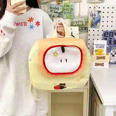 泰格奴 涂鸦精美旅行小清新轻便高颜值大容量背包初中高中大学生上课百搭书包 尼龙 双肩包 常规 男女同款情侣款 粉色/黄色/蓝色/绿色