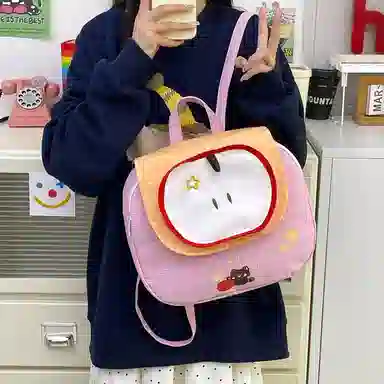 泰格奴 涂鸦精美旅行小清新轻便高颜值大容量背包初中高中大学生上课百搭书包 尼龙 双肩包 常规 男女同款情侣款 粉色/黄色/蓝色/绿色