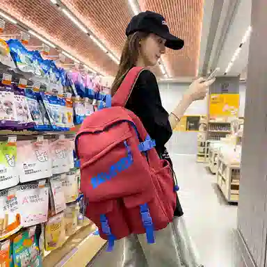 泰格奴 工装机能百搭个性运动街头旅行大容量上课 尼龙 书包双肩包 常规 男女同款情侣款 乳白色/黑色/酒红色/黄色