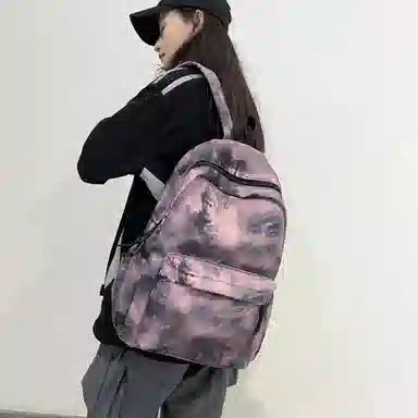 泰格奴 小清新休闲高颜值精美潮版韩版背包初中生高中生大学生上课百搭 尼龙 双肩包 男女同款情侣款 粉红色/绿色/黑色