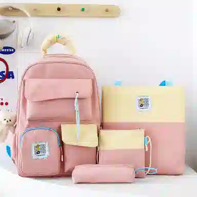 泰格奴 撞色系轻便百搭个性气质高级感潮流时尚初中高中大学生上课书包 尼龙 组合装 男女同款情侣款 多色