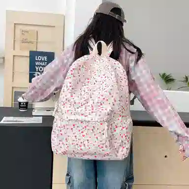 泰格奴 小清新休闲高颜值精美潮版韩版背包初中生高中生大学生上课百搭 尼龙 双肩包 女款 粉红色/黄色/紫色/黑色