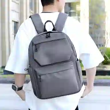 泰格奴 高颜值韩版纯色时尚百搭 尼龙 双肩包 男女同款情侣款 灰色/黑色/蓝色