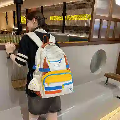 泰格奴 撞色系轻便百搭高颜值女生背包洋气个性气质高级感潮流时尚初高中大学生上课书包 尼龙 双肩包 常规 男女同款情侣款 多色