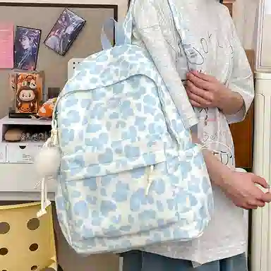 泰格奴 小清新休闲高颜值精美潮版韩版背包初中生高中生大学上课百搭 尼龙 双肩包 男女同款情侣款 绿色/黑色/蓝色