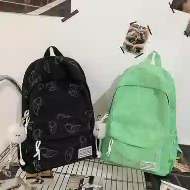 泰格奴 百搭个性运动街头旅行大容量背包初中生高中生大学生上课百搭书包 尼龙 双肩包 常规 男女同款情侣款 黑色/绿色/蓝色/米色/粉色