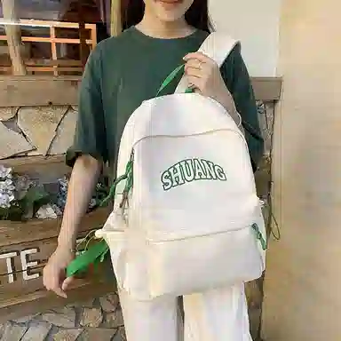 泰格奴 小清新休闲高颜值精美潮版韩版背包初高中生大学生上课百搭 尼龙 双肩包 男女同款情侣款 蓝色/白色/黑色/棕色