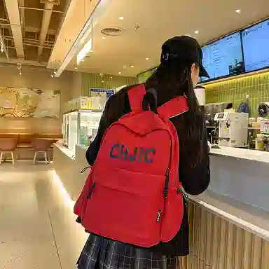 泰格奴 小清新休闲高颜值精美潮版韩版背包初中生高中生大学生上课百搭 尼龙 双肩包 男女同款情侣款 黑色/红色/黄色/蓝色