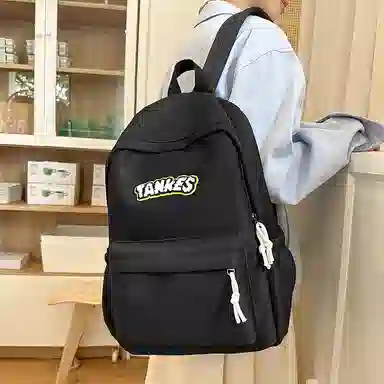 泰格奴 高颜值时尚复古简约百搭个性潮酷学院风通勤大容量轻便 尼龙 双肩包 男女同款情侣款 乳白色/黑色/红色/黄色