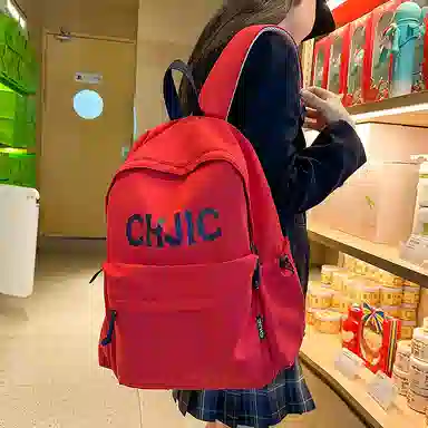 泰格奴 小清新休闲高颜值精美潮版韩版背包初中生高中生大学生上课百搭 尼龙 双肩包 男女同款情侣款 黑色/红色/黄色/蓝色