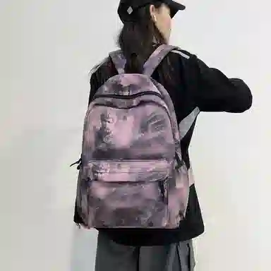 泰格奴 小清新休闲高颜值精美潮版韩版背包初中生高中生大学生上课百搭 尼龙 双肩包 男女同款情侣款 粉红色/绿色/黑色