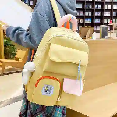 泰格奴 撞色系轻便百搭个性气质高级感潮流时尚初中高中大学生上课书包 尼龙 组合装 男女同款情侣款 多色