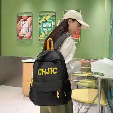 泰格奴 小清新休闲高颜值精美潮版韩版背包初中生高中生大学生上课百搭 尼龙 双肩包 男女同款情侣款 黑色/红色/黄色/蓝色