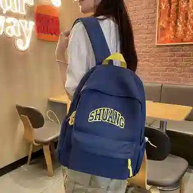 泰格奴 小清新休闲高颜值精美潮版韩版背包初高中生大学生上课百搭 尼龙 双肩包 男女同款情侣款 蓝色/白色/黑色/棕色