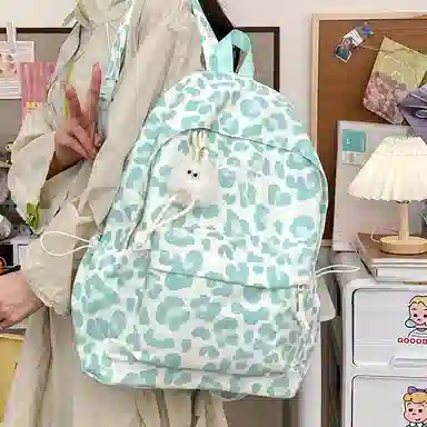 泰格奴 小清新休闲高颜值精美潮版韩版背包初中生高中生大学上课百搭 尼龙 双肩包 男女同款情侣款 绿色/黑色/蓝色