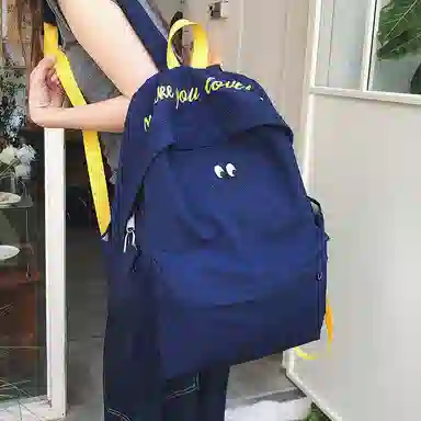 泰格奴 涂鸦通勤旅行小清新轻便高颜值大容量背包初中高中大学生上课百搭书包 尼龙 双肩包 男女同款情侣款 米白色/浅蓝色/藏青色/黑色