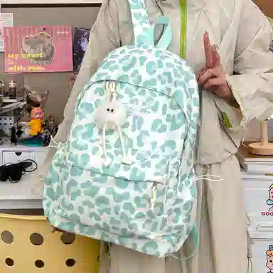 泰格奴 小清新休闲高颜值精美潮版韩版背包初中生高中生大学上课百搭 尼龙 双肩包 男女同款情侣款 绿色/黑色/蓝色